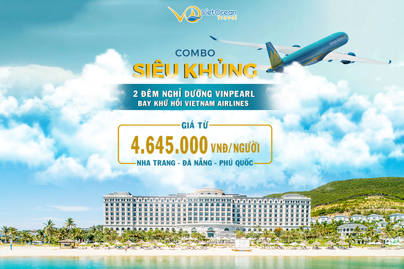 3N2Đ ở khách sạn Vinpearl + Vé máy bay Vietnam Airline + Buffet sáng + Full tiện ích chỉ 4.645.000VNĐ/Khách